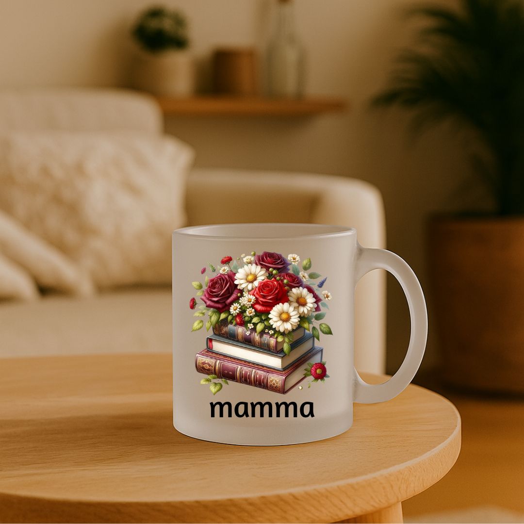 Personlig mamma‑kopp – Frostet glass – 300 ml - masdam.cheer