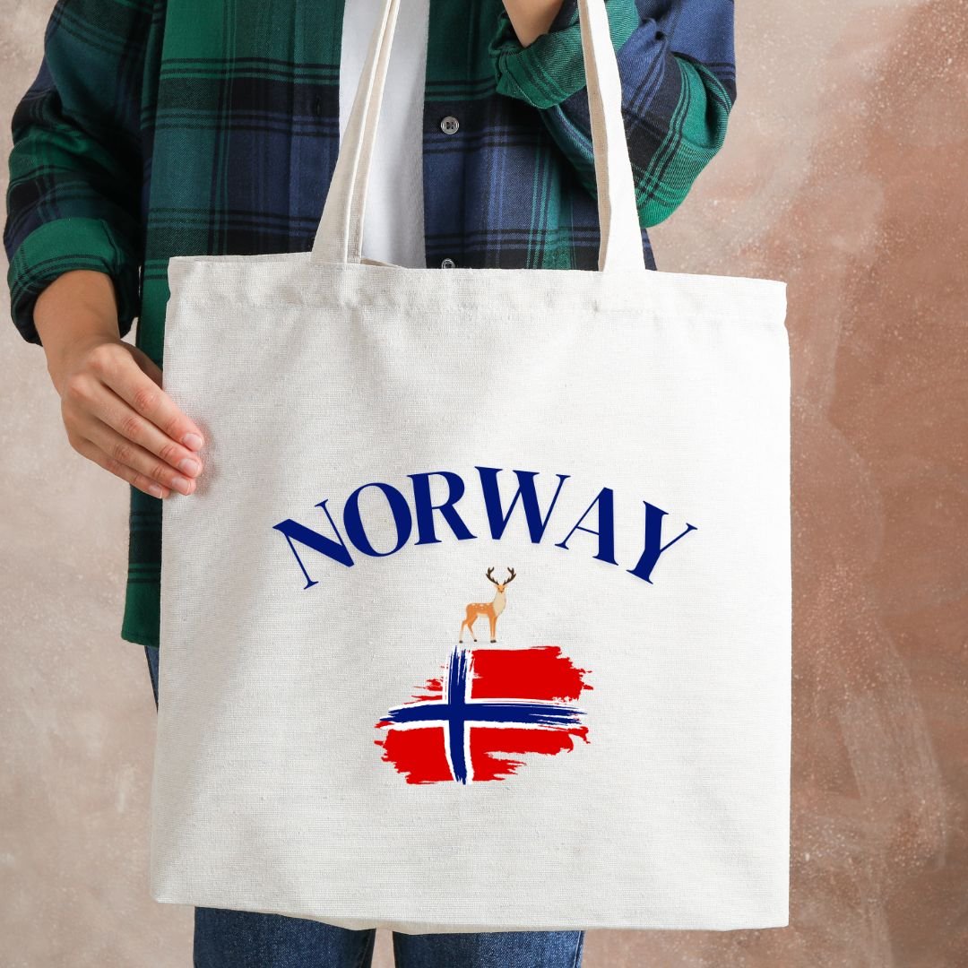 Totebag med Norge - design – Slitesterkt handlenett med norsk flagg - masdam.cheer