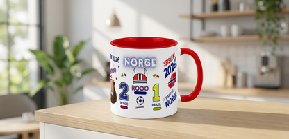 Keramikkrus Stolt av Norge – VM 2026 Norge vs Brasil 2-1 (Rød hank)