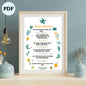 Emosjonell “Tusen takk for” - plakat A4 | Digital nedlasting | Inspirerende veggkunst & takknemlighetsgave - masdam.cheer