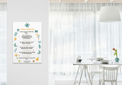 Emosjonell “Tusen takk for” - plakat A4 | Digital nedlasting | Inspirerende veggkunst & takknemlighetsgave - masdam.cheer