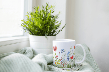 Hvit Kopp med Villblomstmagien – Fargerikt og Sommerlig Design - masdam.cheer