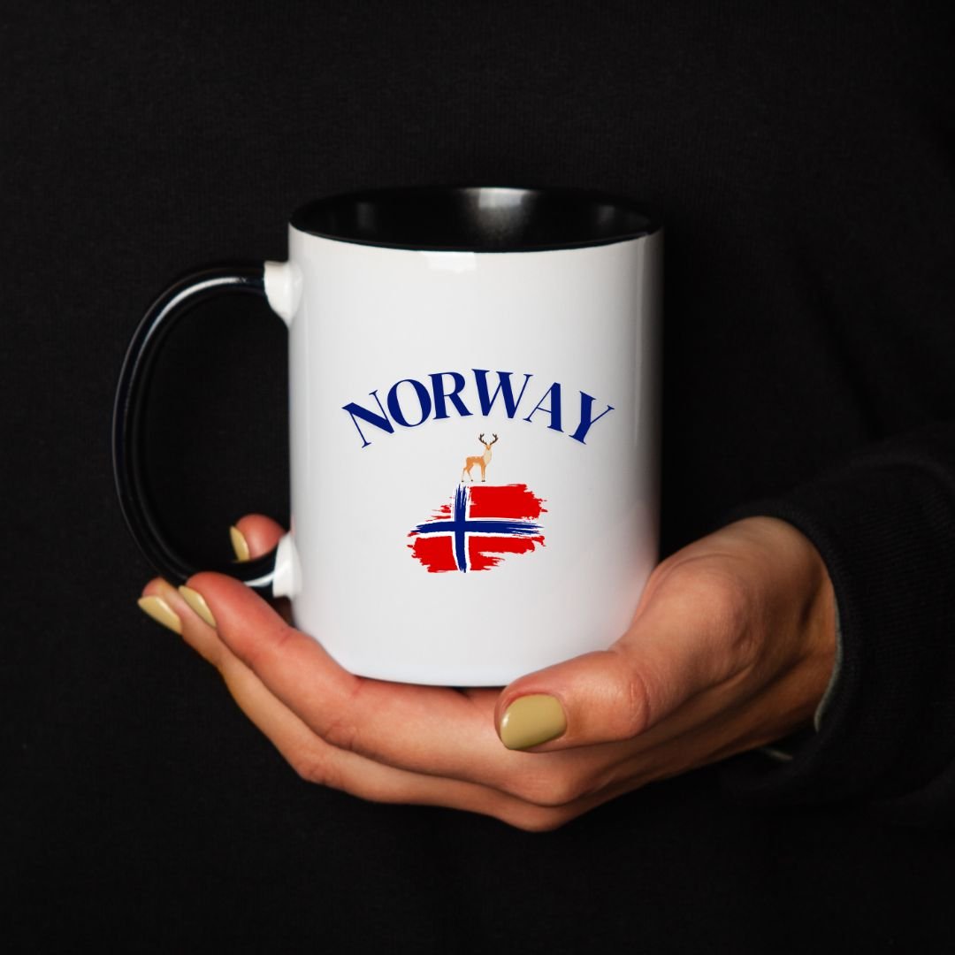 Keramikkrus Norway – Norsk Flagg & Reinsdyr (Sort hank) - masdam.cheer