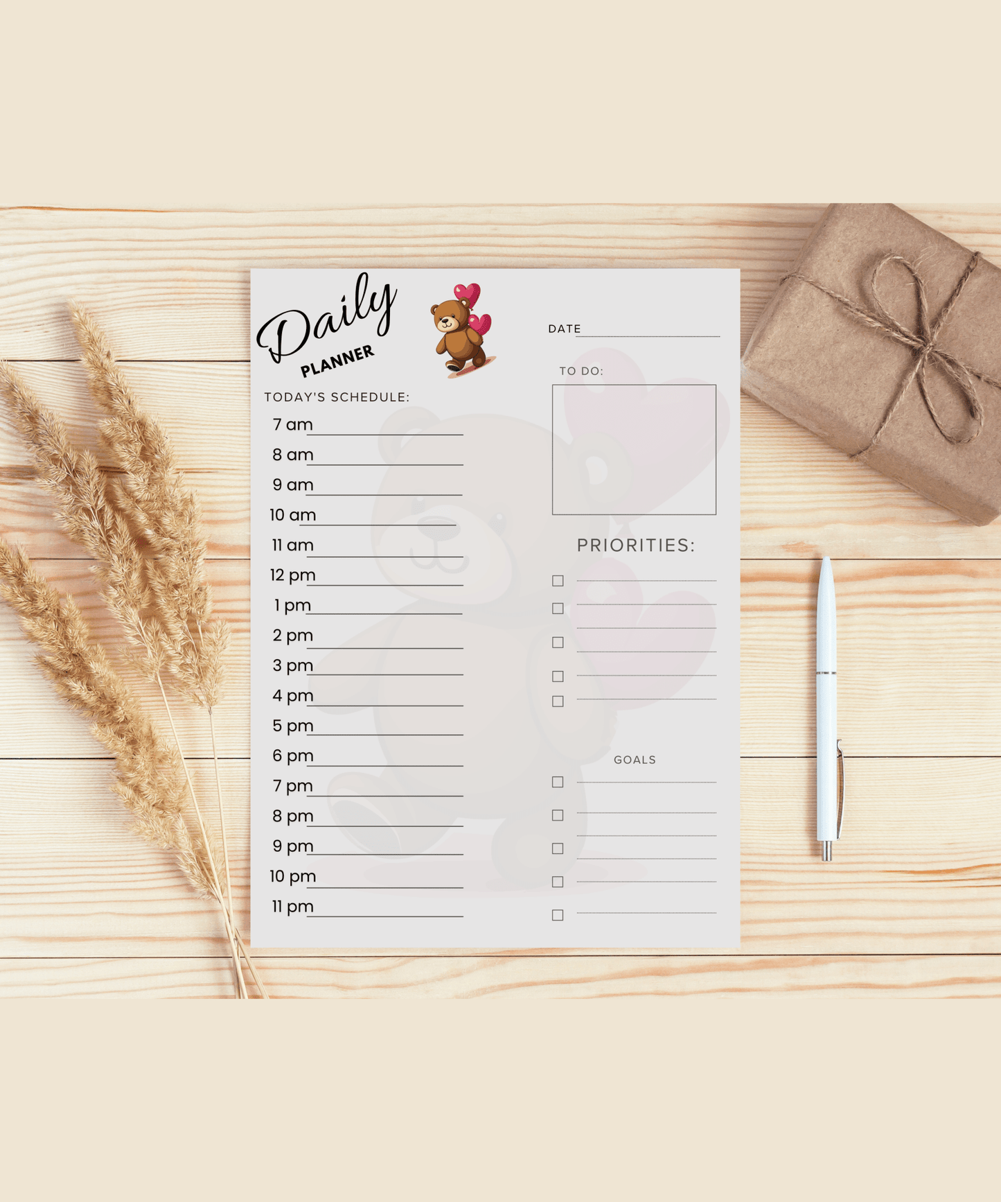Minimalistisk Dagsplanlegger | Udatert | Digital og Utskriftsvennlig | PDF Nedlasting - masdam.cheer