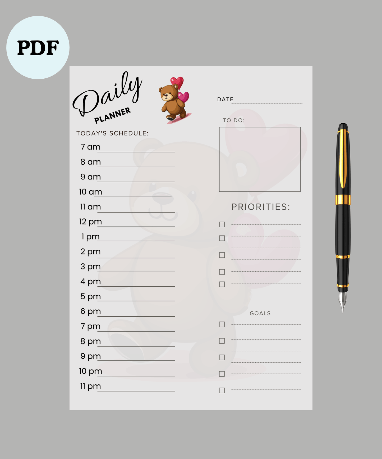 Minimalistisk Dagsplanlegger | Udatert | Digital og Utskriftsvennlig | PDF Nedlasting - masdam.cheer