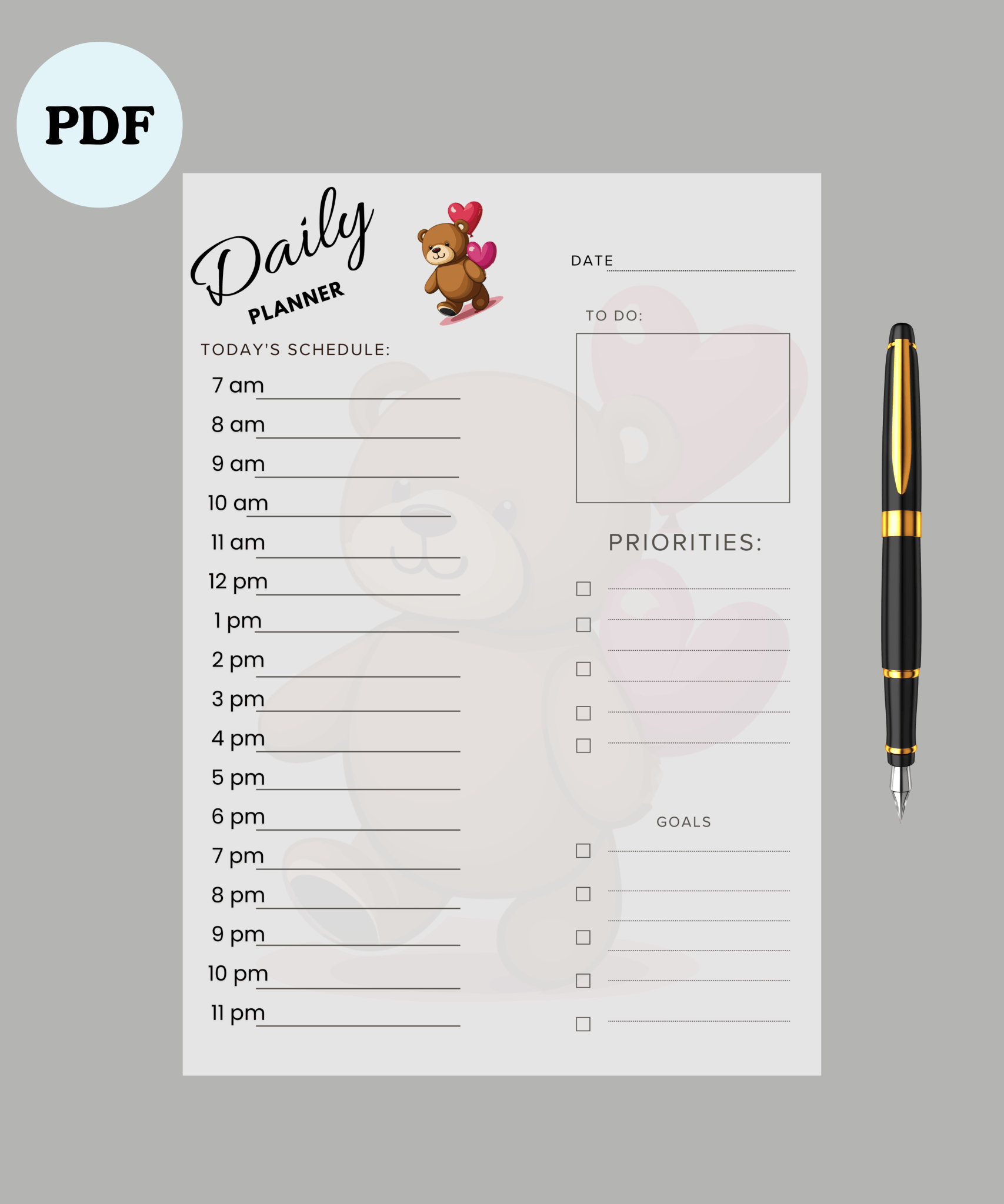 Minimalistisk Dagsplanlegger | Udatert | Digital og Utskriftsvennlig | PDF Nedlasting - masdam.cheer