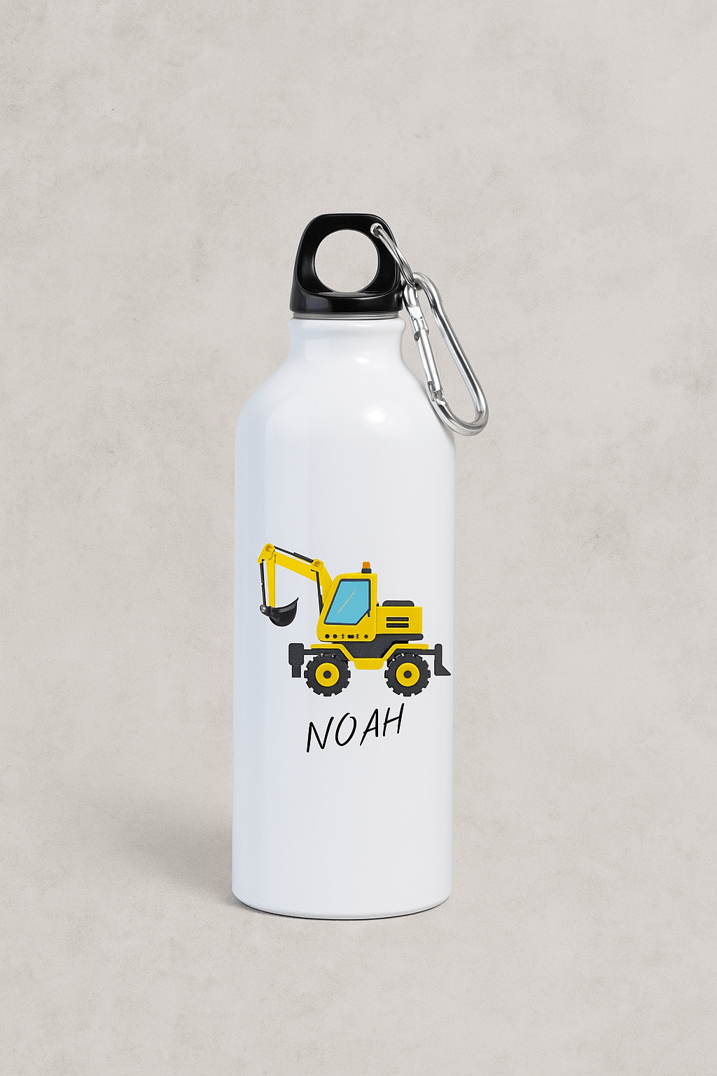 Personlig drikkeflaske med navn – Gravemaskin motiv (400 ml) - masdam.cheer