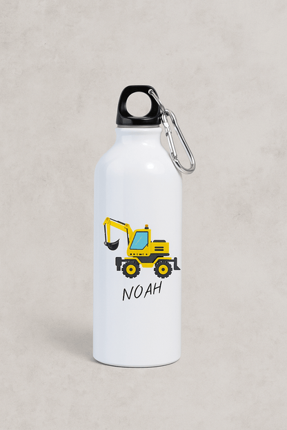 Personlig drikkeflaske med navn – Gravemaskin motiv (400 ml) - masdam.cheer