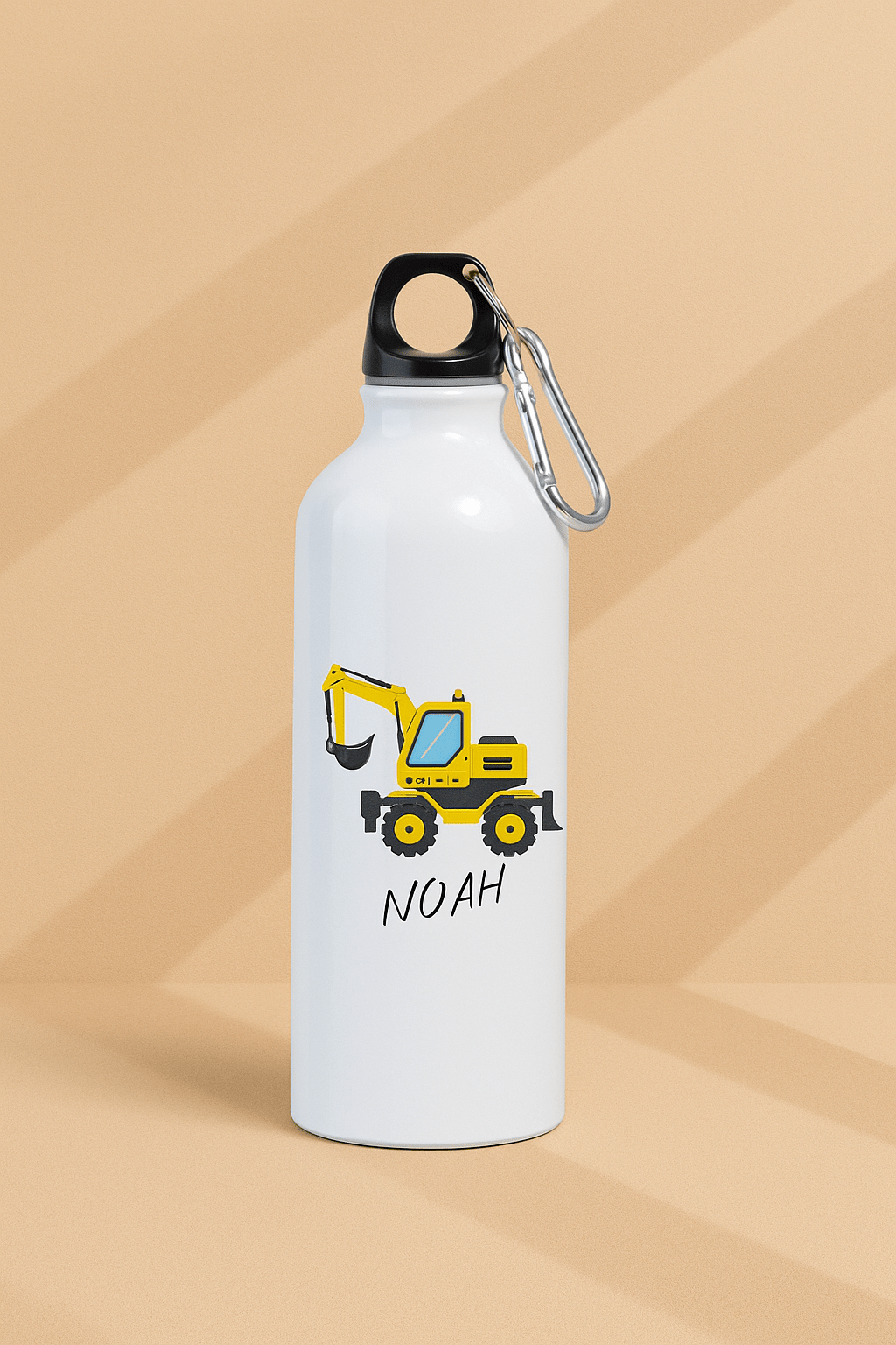 Personlig drikkeflaske med navn – Gravemaskin motiv (400 ml) - masdam.cheer