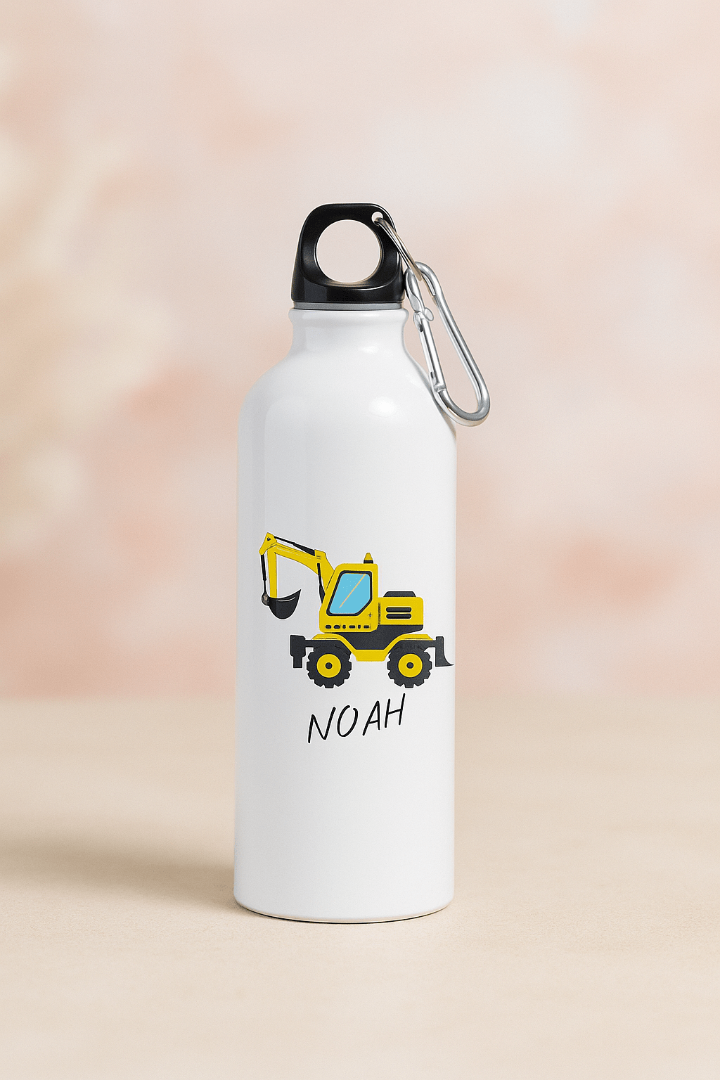 Personlig drikkeflaske med navn – Gravemaskin motiv (400 ml) - masdam.cheer