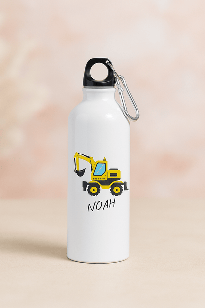 Personlig drikkeflaske med navn – Gravemaskin motiv (400 ml) - masdam.cheer