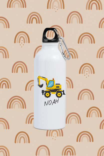 Personlig drikkeflaske med navn – Gravemaskin motiv (400 ml) - masdam.cheer