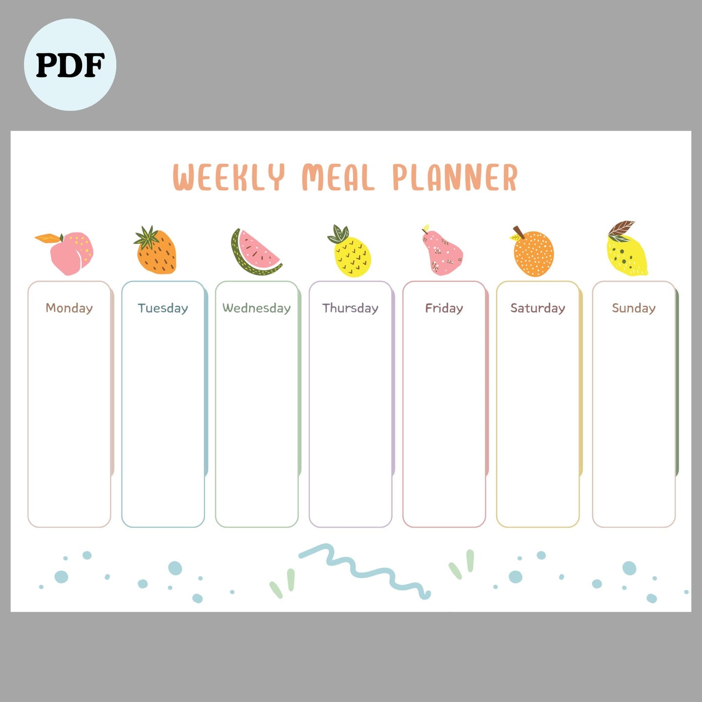 Printable Weekly Meal Planner | Food Diary & Meal Tracker | Meal Prep Journal | A4/A5/Letter PDF | Instant Download - masdam.cheer