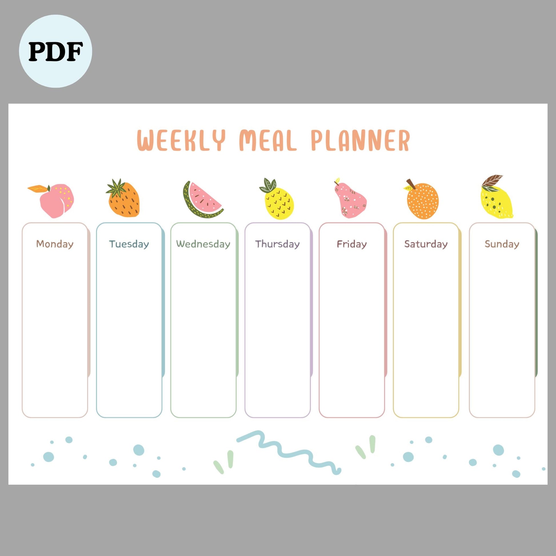 Printable Weekly Meal Planner | Food Diary & Meal Tracker | Meal Prep Journal | A4/A5/Letter PDF | Instant Download - masdam.cheer
