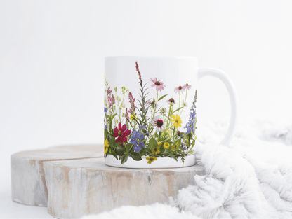 Solskinn i en Kopp – Hvit Kopp med Fargerike Blomster - masdam.cheer