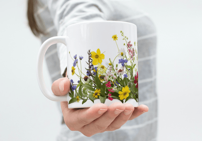 Solskinn i en Kopp – Hvit Kopp med Fargerike Blomster - masdam.cheer