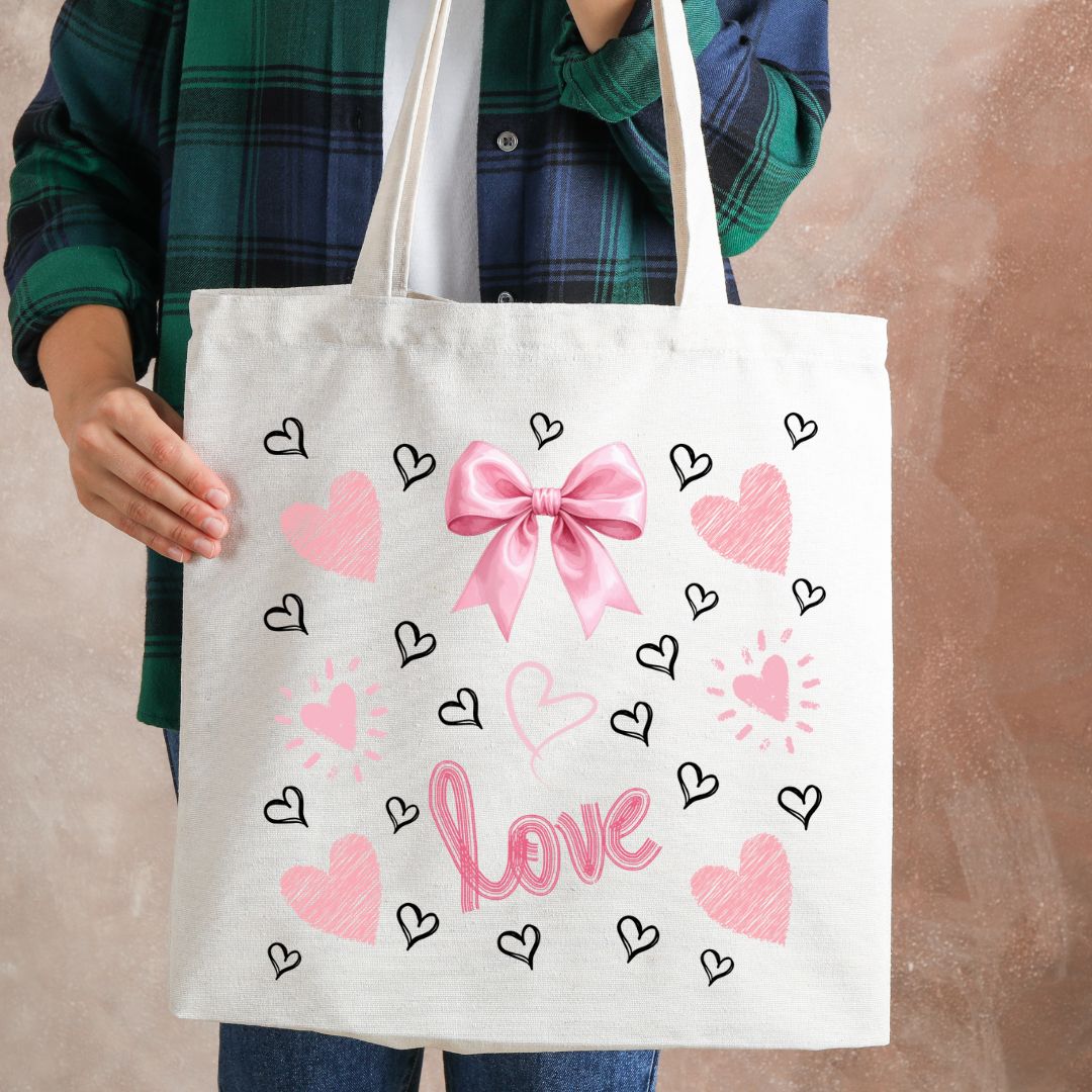Totebag i canvas – Slitesterk handlenett med hjerte & sløyfe | Perfekt gave - masdam.cheer