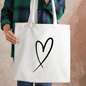 Totebag med Svart Hjerte – Minimalistisk & Tidløs Stoffpose - masdam.cheer