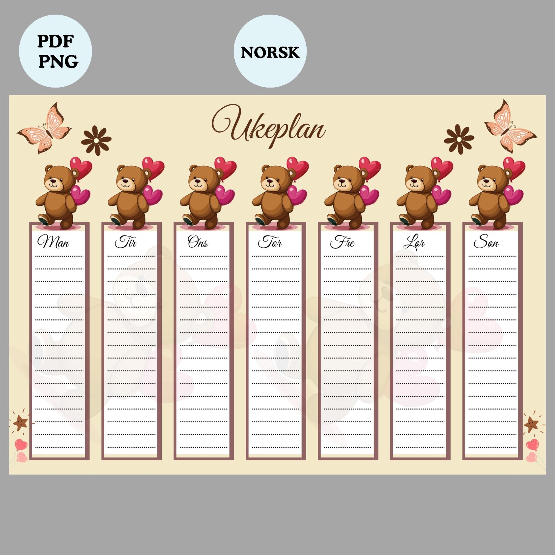 Ukentlig Planlegger Utskrift | Digital PNG / PDF | Øyeblikkelig Nedlasting - masdam.cheer