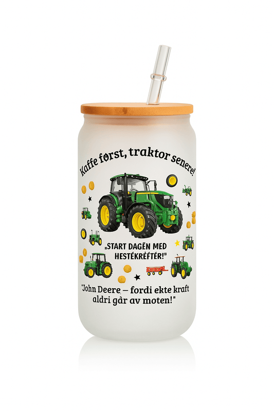 YEARTH Traktor - Glass med Bambuslok – 16 oz Sublimert Frostet Glass, Varmt/Kaldt - sikkert – Landbruksinspirert Drikkeglas" - masdam.cheer